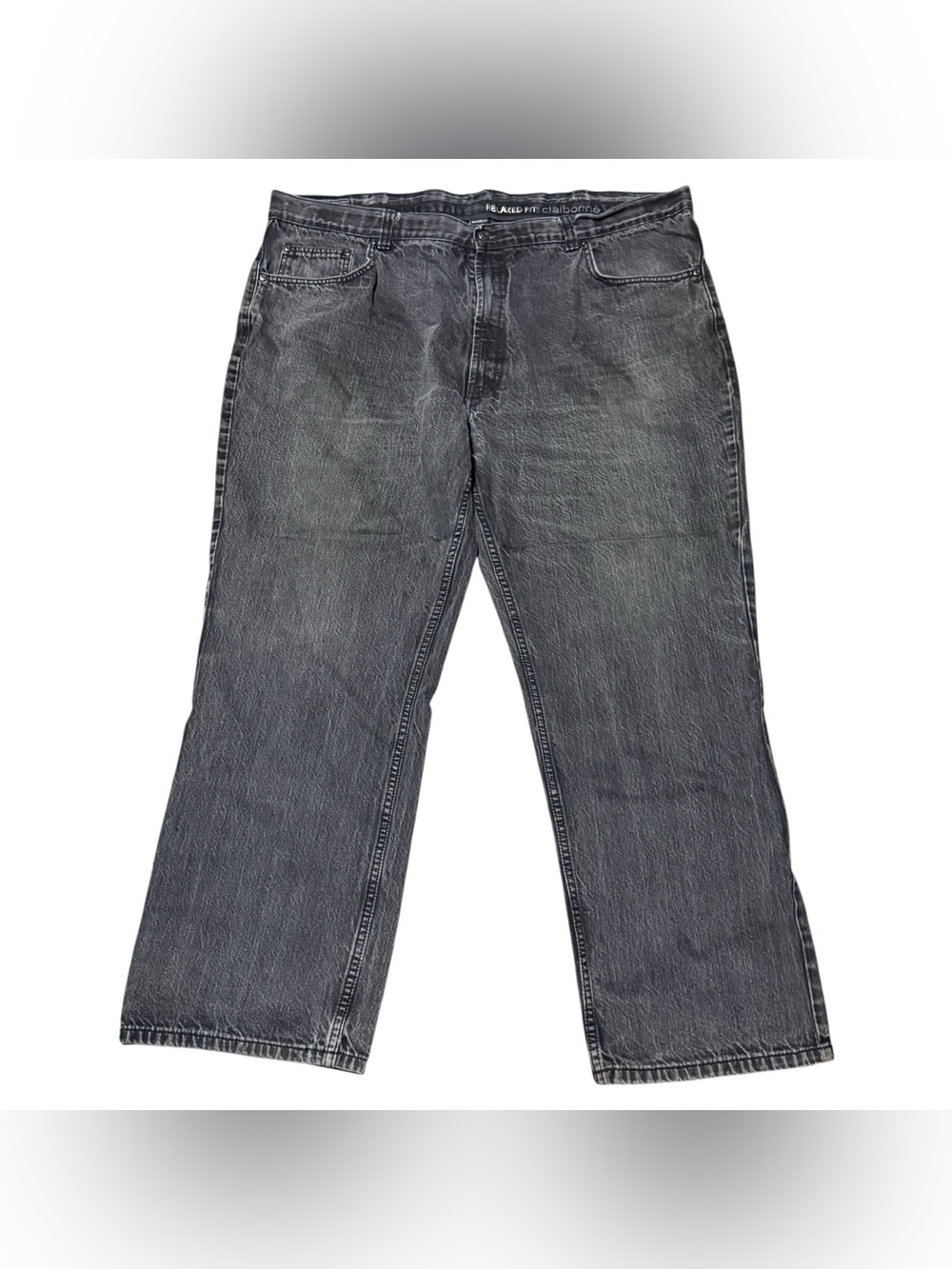 Claiborne Mens Jeans 46x29 Relaxed Fit Straight Dark Wash Denim